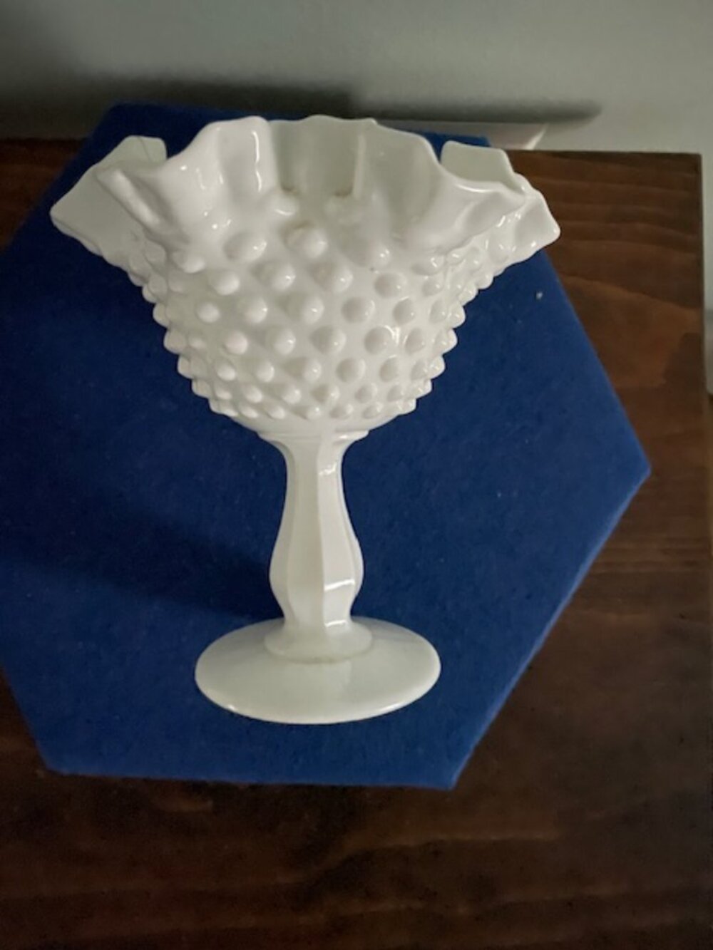 Round Compote Hobnail Milk Glass by Fenton